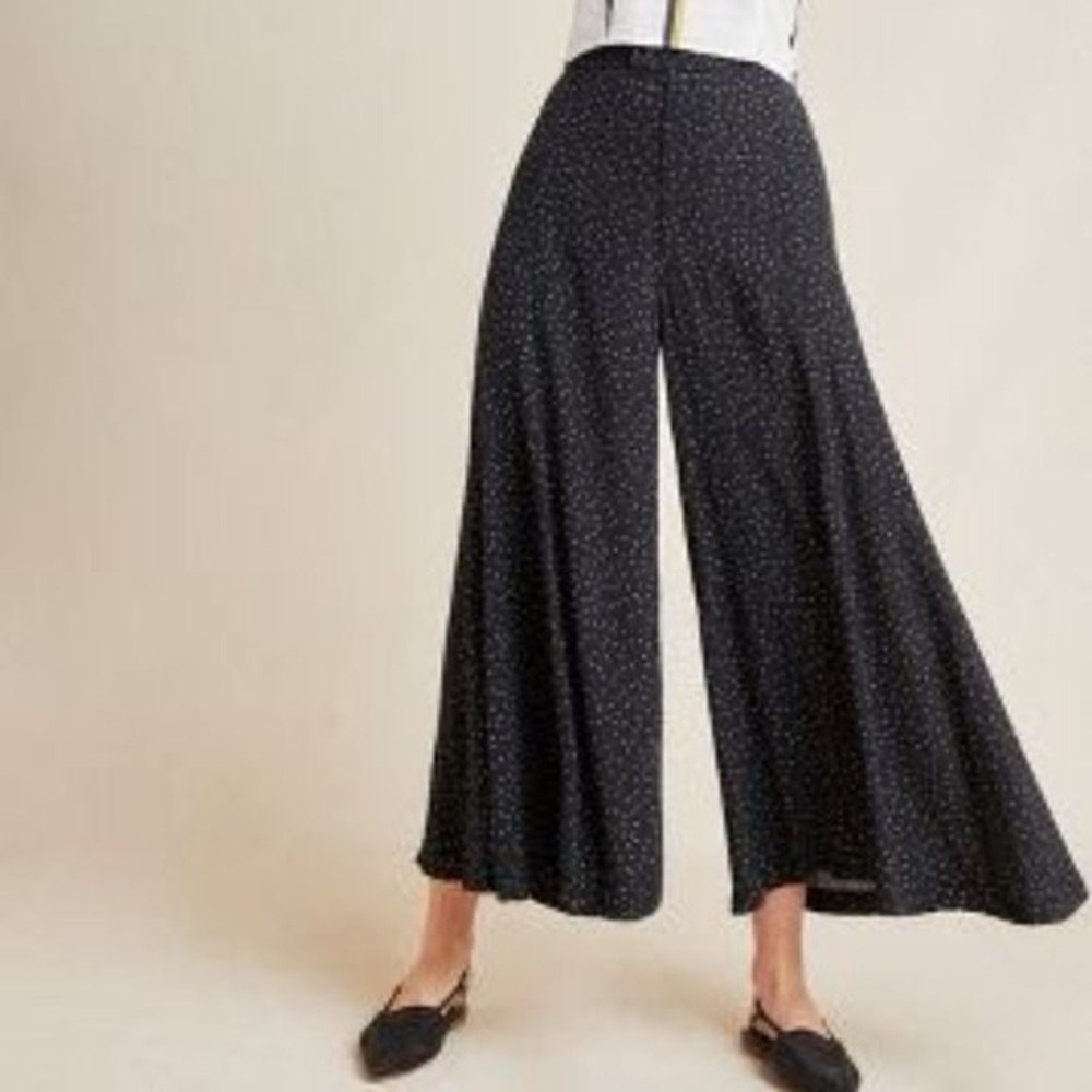Anthropologie Black Micro Dot dress pants